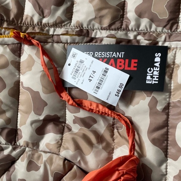 Epic‎ Threads Jacket Puffer Coat Toddler Boys Camo Brown Size 4 - Picture 7 of 8